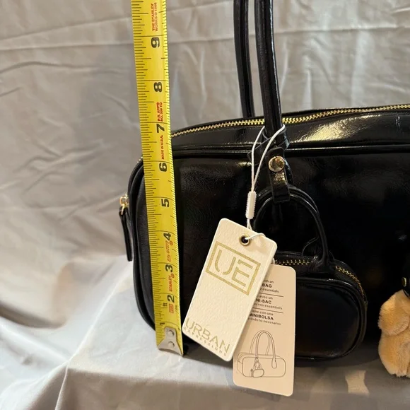 NWT Urban Expressions Black Bag Vegan Bear Charm Y2K Inspo - Picture 11 of 13